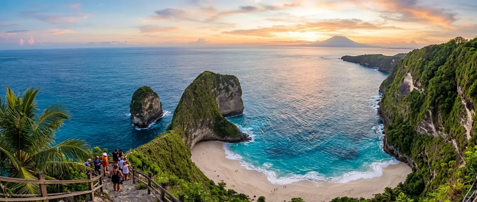 Kelingking Beach cliffs on a West Nusa Penida full day tour from Bali
